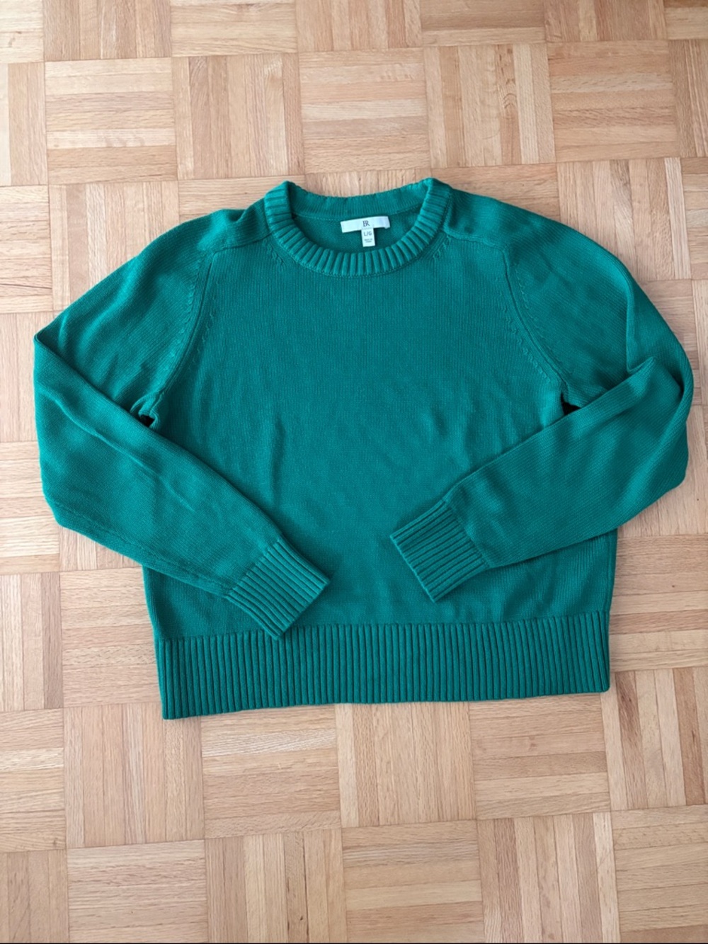 Banana Republic Cotton Silk Crewneck Sweater in Emerald Green